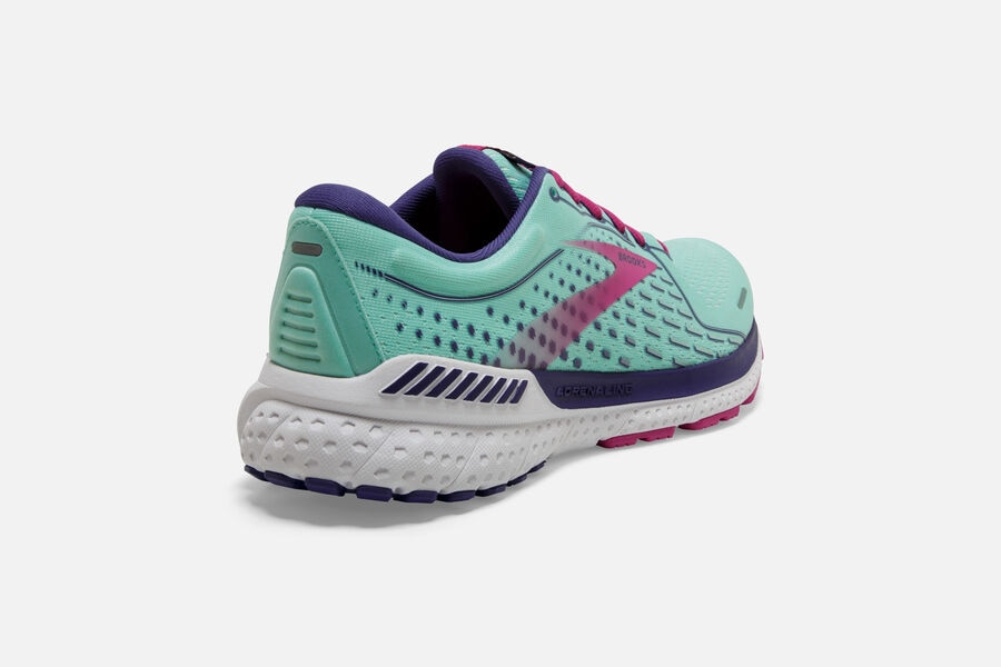 Brooks Adrenaline GTS 21 Road Running Shoes Womens Turquoise/Pink 481037-IHA